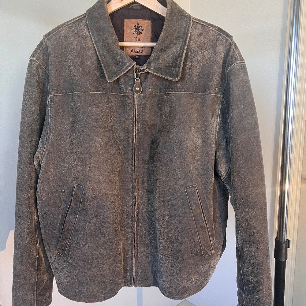 The Territory Ahead Men's size M Genuine Brown Suede Leather Zip Up jacket